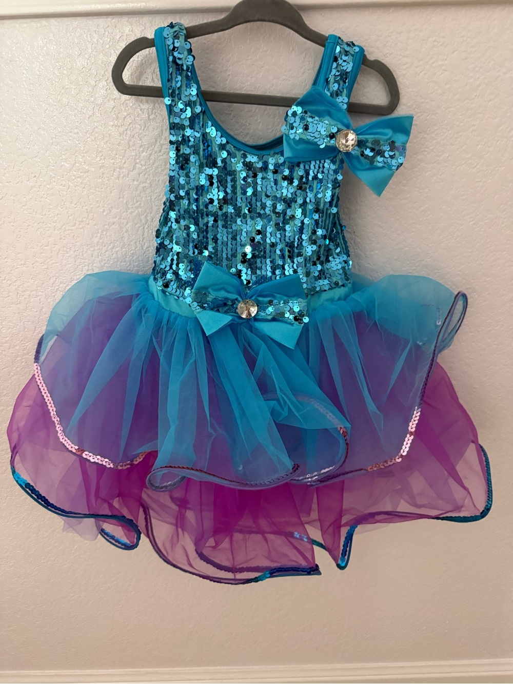 Weissman Turquoise and Purple Sequin Tulle Dance Costume